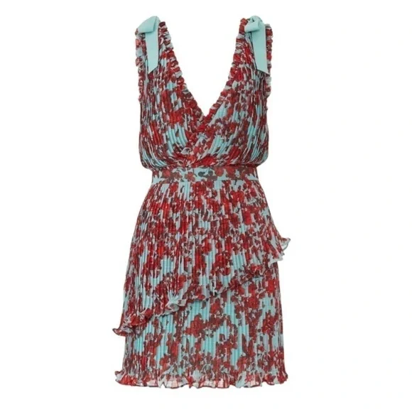 La Maison Talulah Superbloom Mini Dress Red Blue Size L - Picture 6 of 16